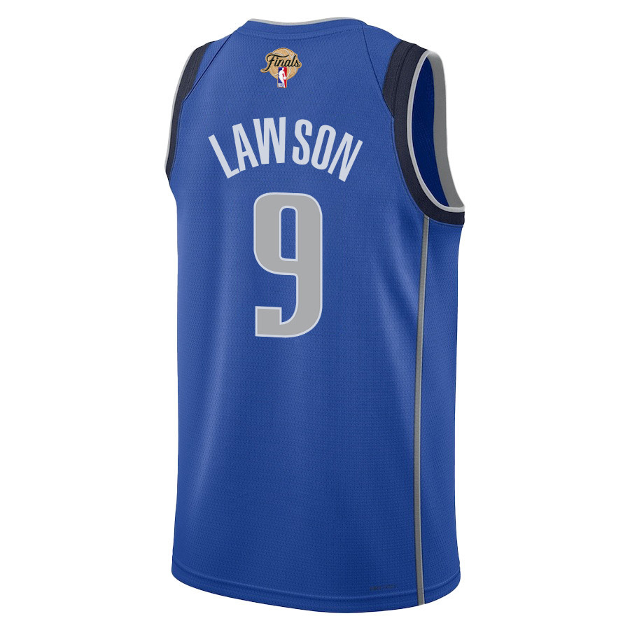 A.J. Lawson 9 Dallas Mavericks 2024 FINALS PATCH Swingman Icon Edition Blue NBA Jersey Men's