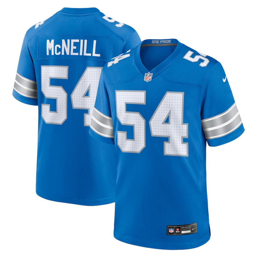 Alim McNeill 54 Detroit Lions Team Game Blue NFL Jersey Men's