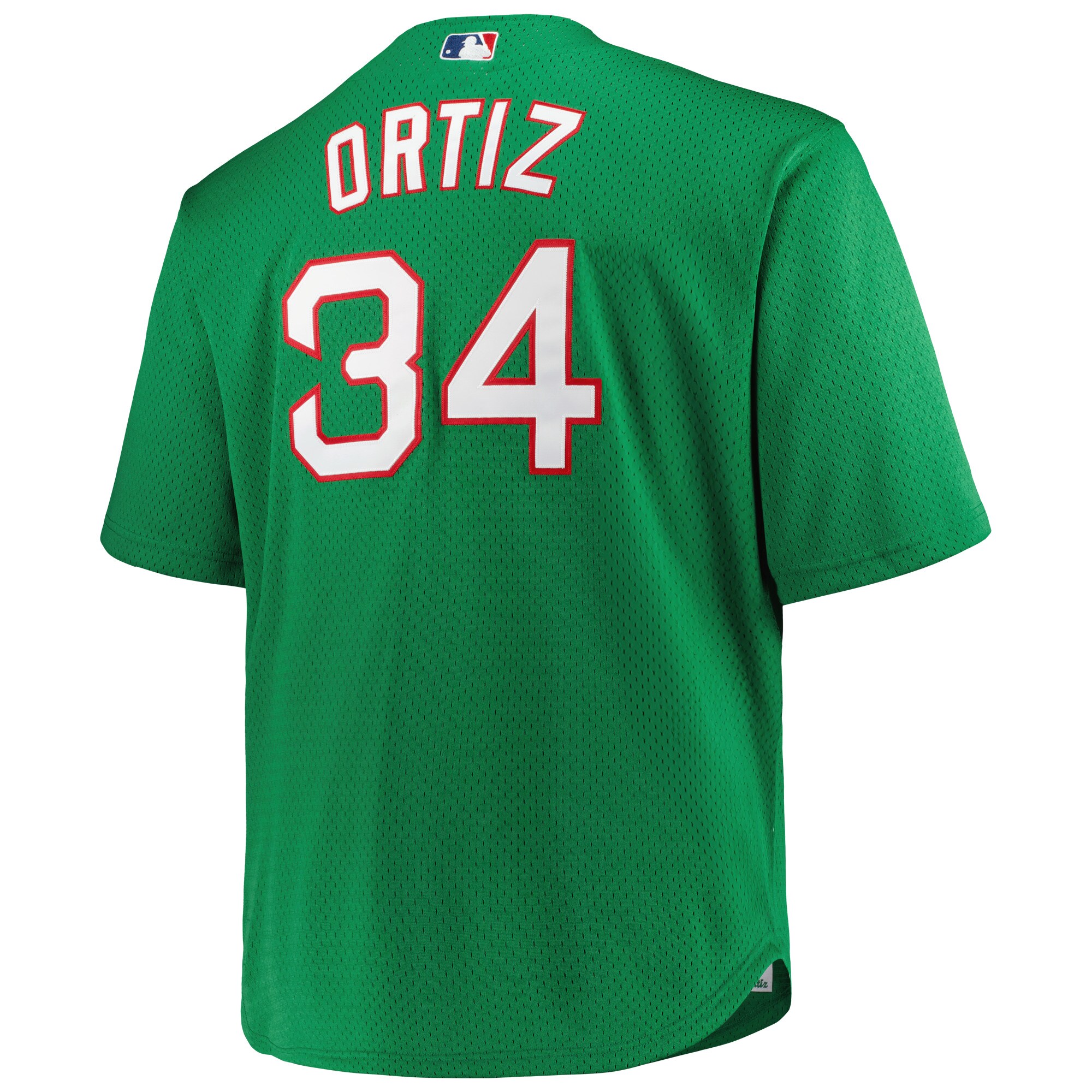 Boston Red Sox David Ortiz Mitchell Ness Kelly Green Big Tall Cooperstown Collection Mesh Batting Practice MLB Jersey Men's