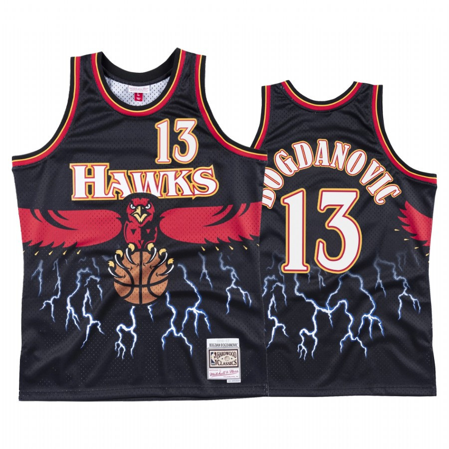 Bogdan Bogdanovic 13 Atlanta Hawks Black Lightning NBA Jersey Men's