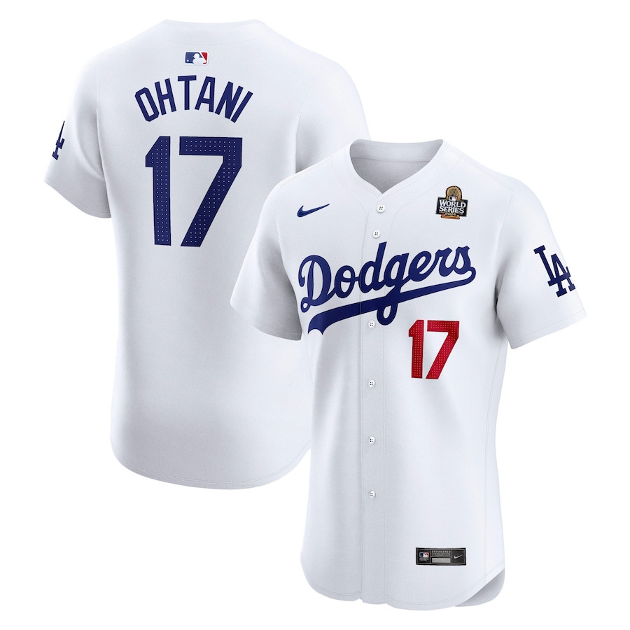 Shohei Ohtani 17 Los Angeles Dodgers 2024 World Series Home Elite Player White MLB Jersey Men's