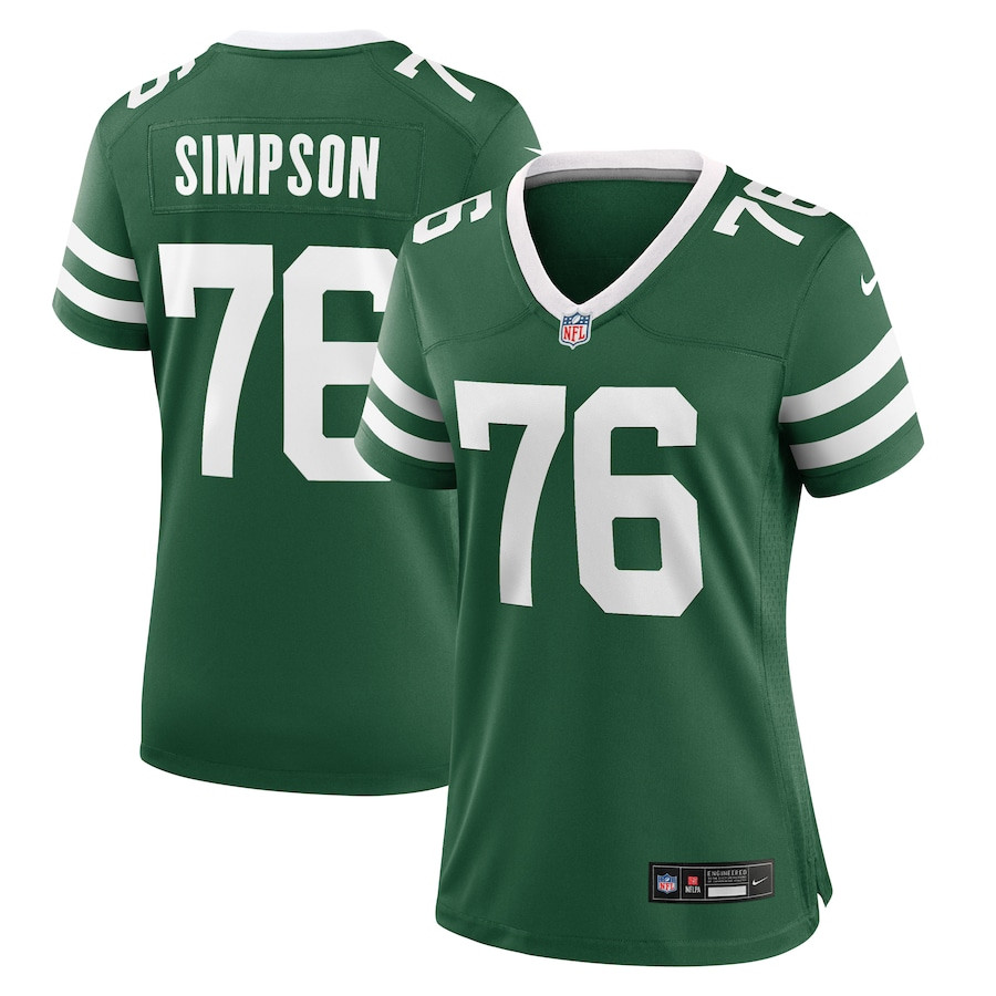 John Simpson 76 New York Jets Team Game Legacy Green NFL Jersey Women's