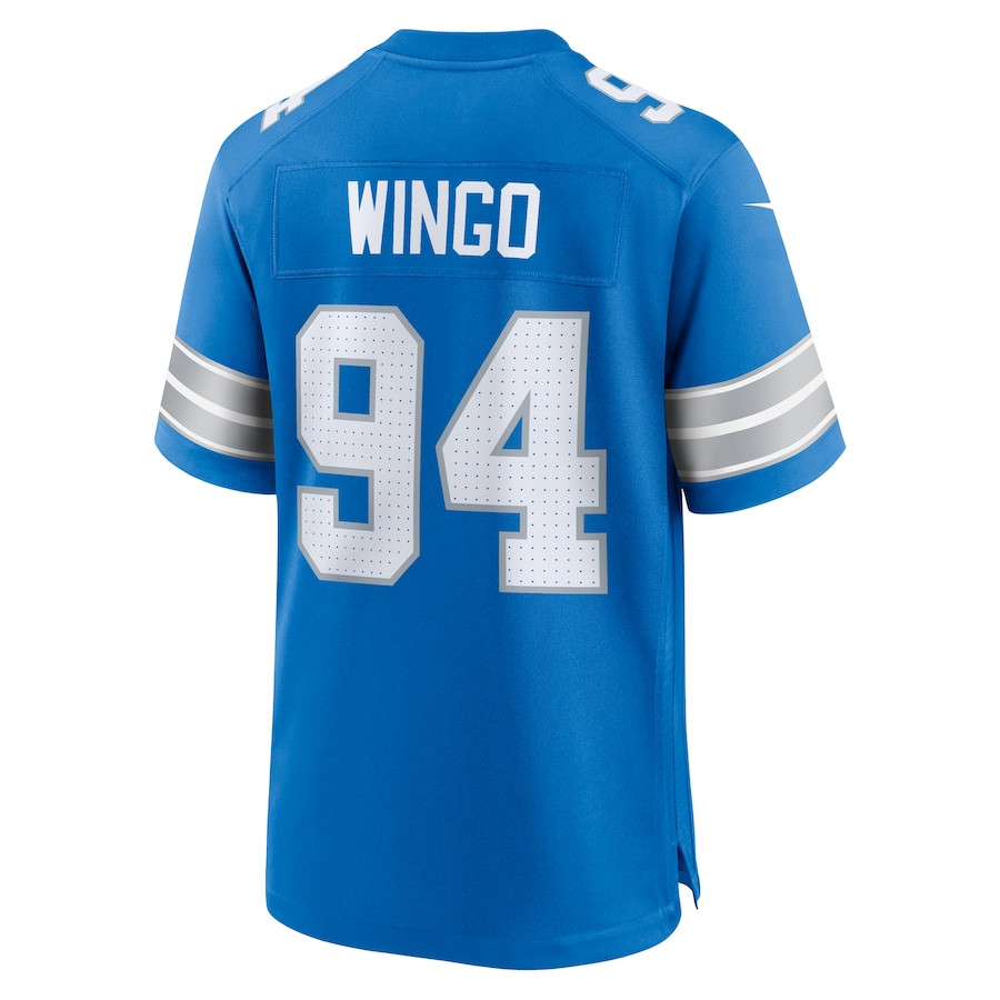 Mekhi Wingo 94 Detroit Lions Team Game Blue NFL Jersey Men's