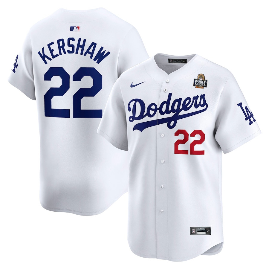 Clayton Kershaw 22 Los Angeles Dodgers 2024 World Series Home Limited Player White MLB Jersey Men's