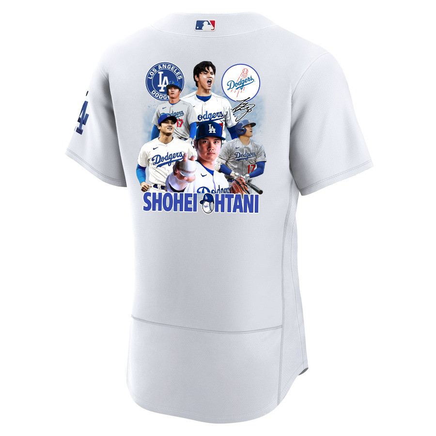 Shohei Ohtani 17 Los Angeles Dodgers Signed Sho King 2023 Home ELITE White MLB Jersey Men's