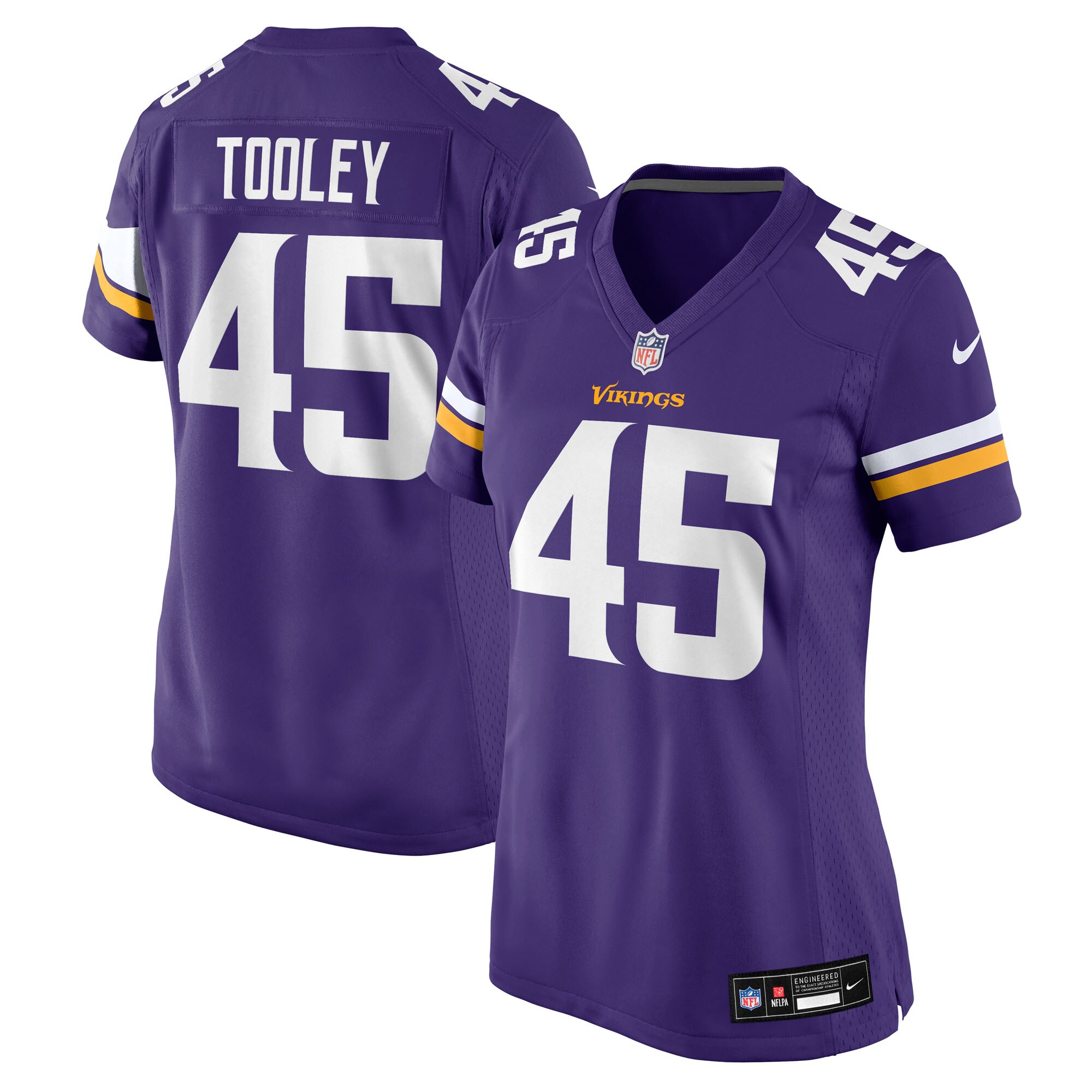 Minnesota Vikings Max Tooley Purple Team Game NFL Jersey Women's