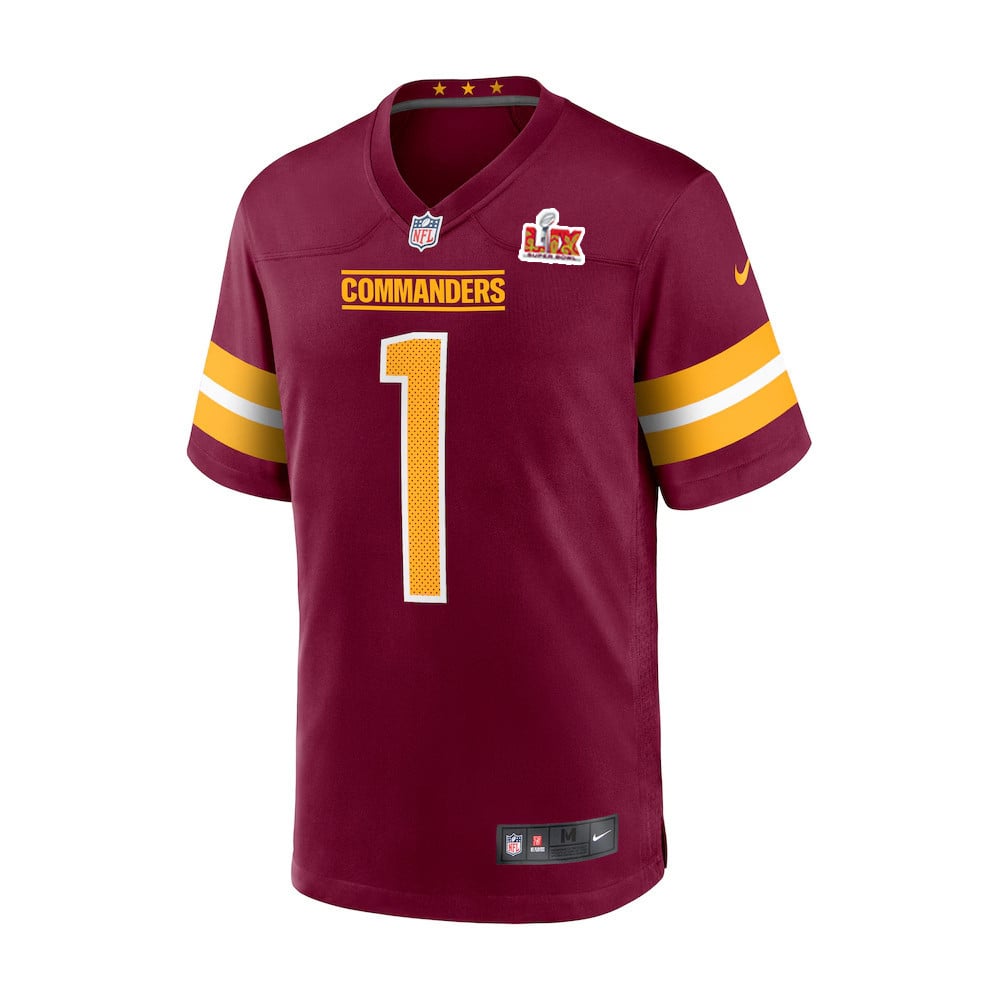 Noah Igbinoghene #1 Washington Commanders Super Bowl LIX Burgundy NFL Jersey Youth