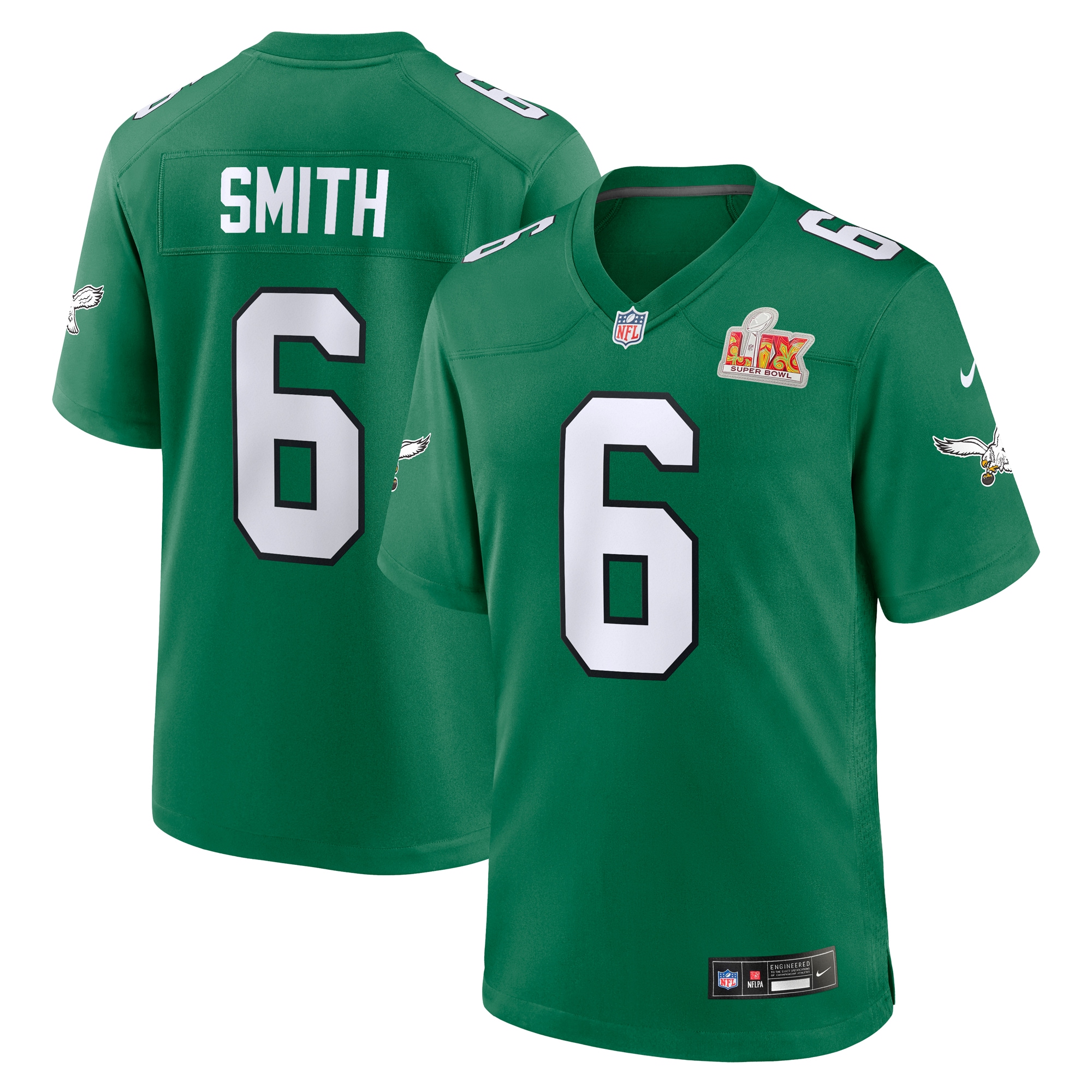 Philadelphia Eagles DeVonta Smith Kelly Green Super Bowl LIX 2nd Alternate Game NFL Jersey Men's