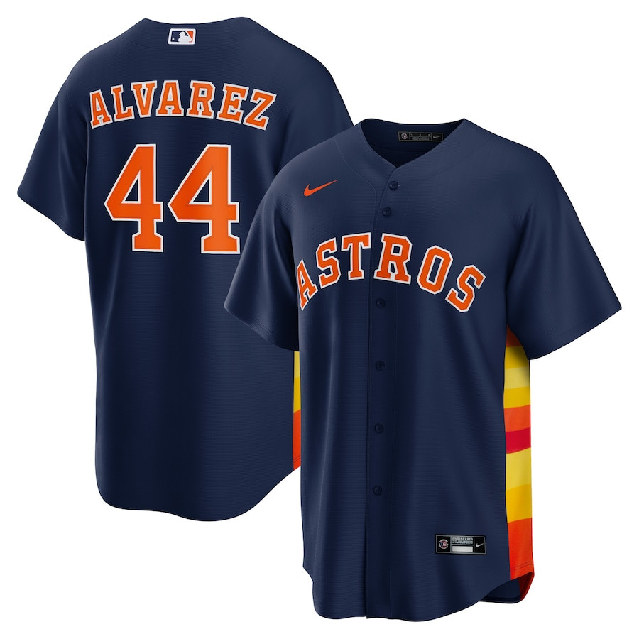 Yordan Alvarez 44 Houston Astros Alternate Navy MLB Jersey Men's