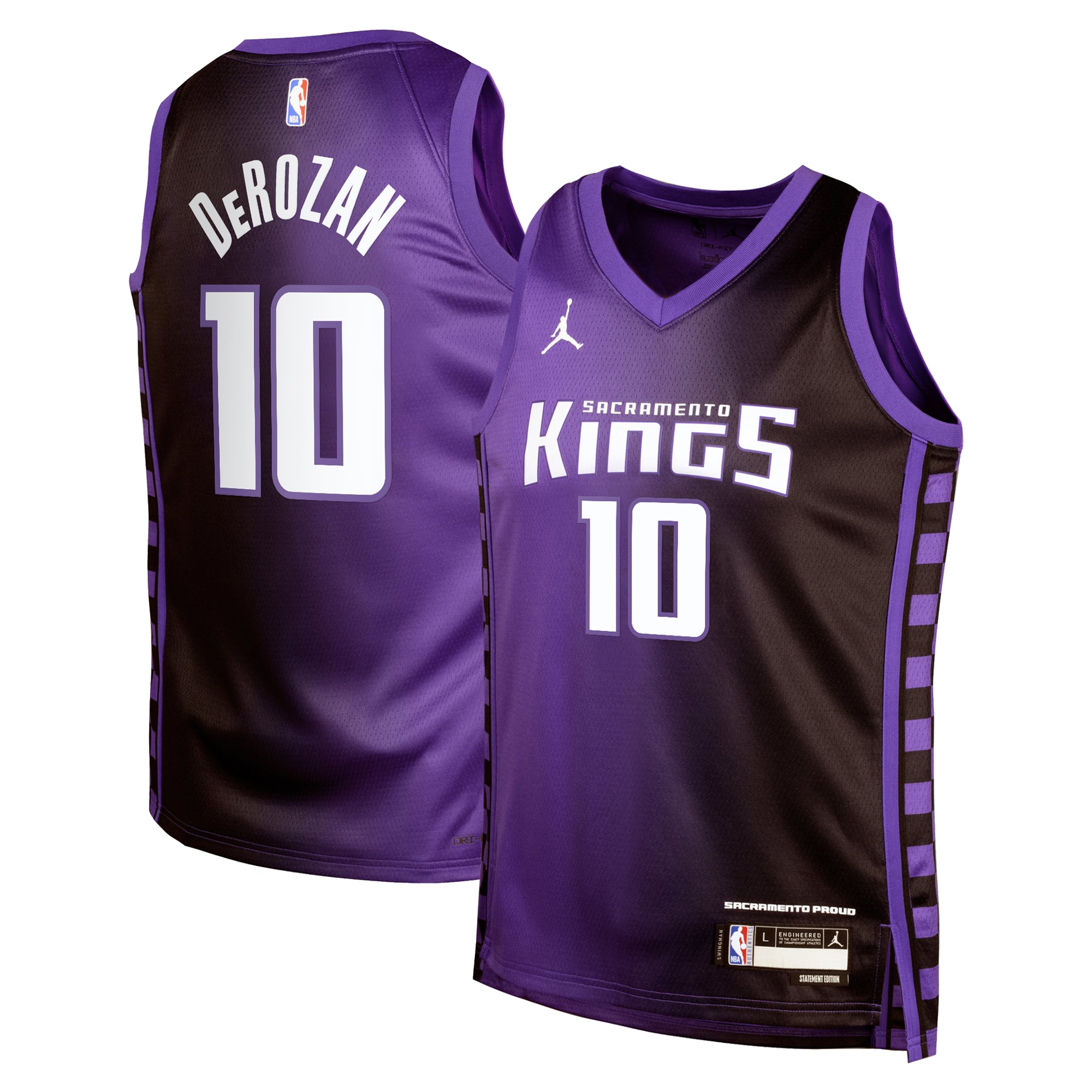 Camiseta Swingman de los Sacramento Kings Jordan Brand Statement Edition Purpura DeMar DeRozan NBA Jersey Men's