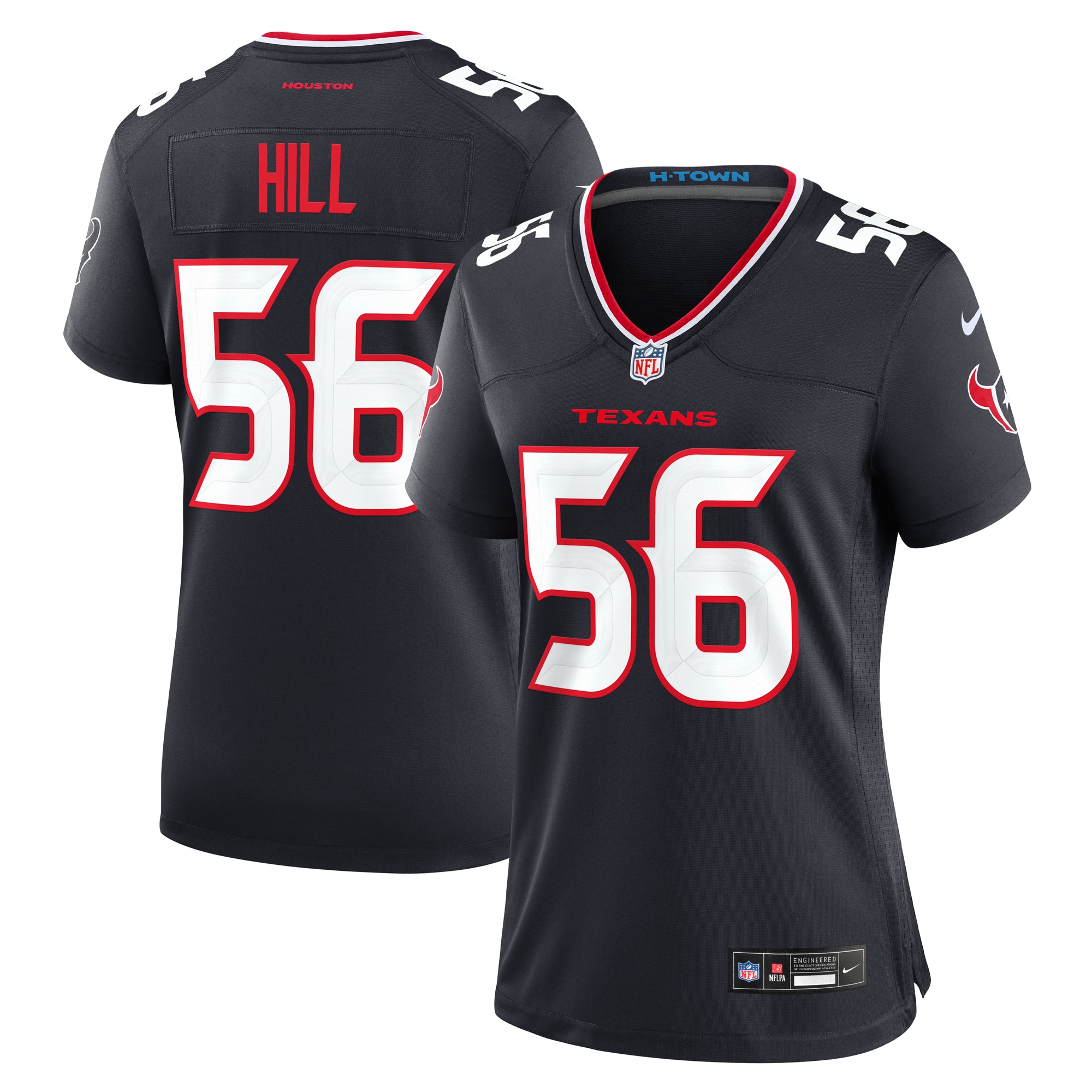 Houston Texans Jamal Hill Navy Team Game NFL Jersey Women's