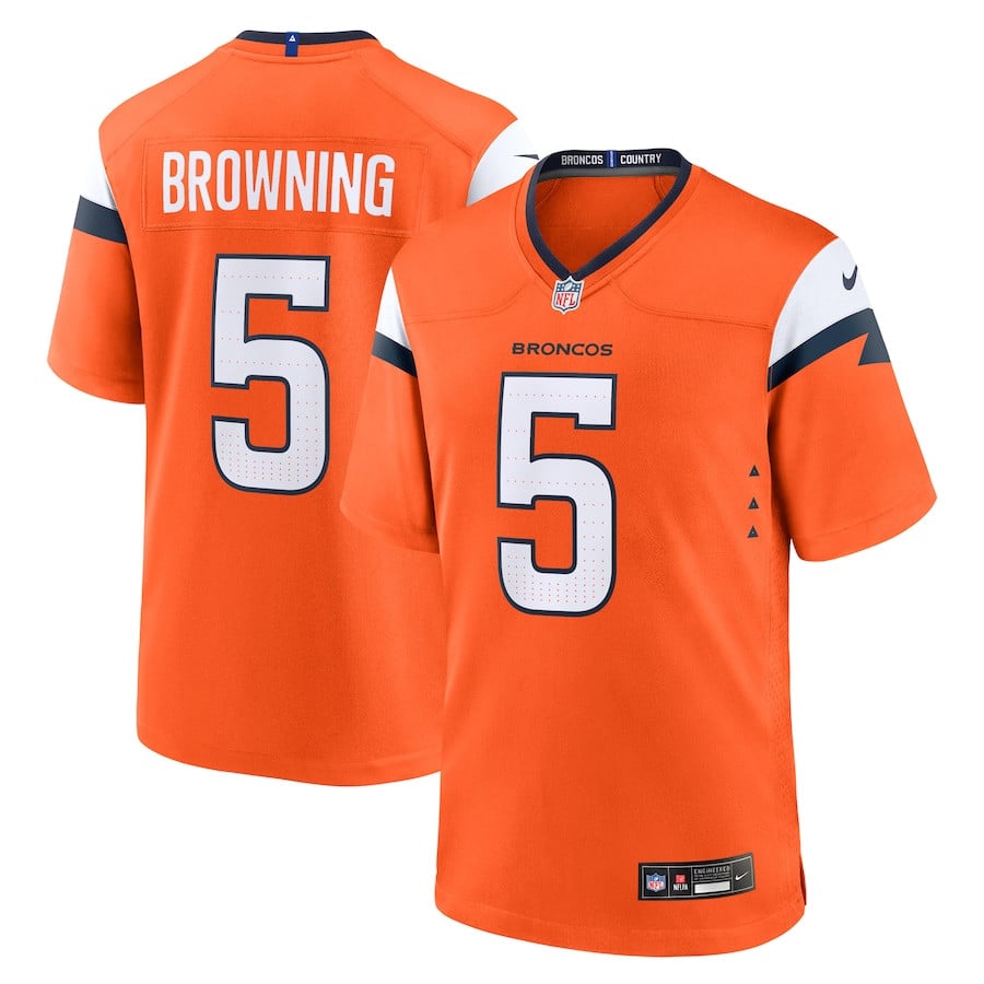 Baron Browning 5 Denver Broncos Team Game Orange NFL Jersey Men's