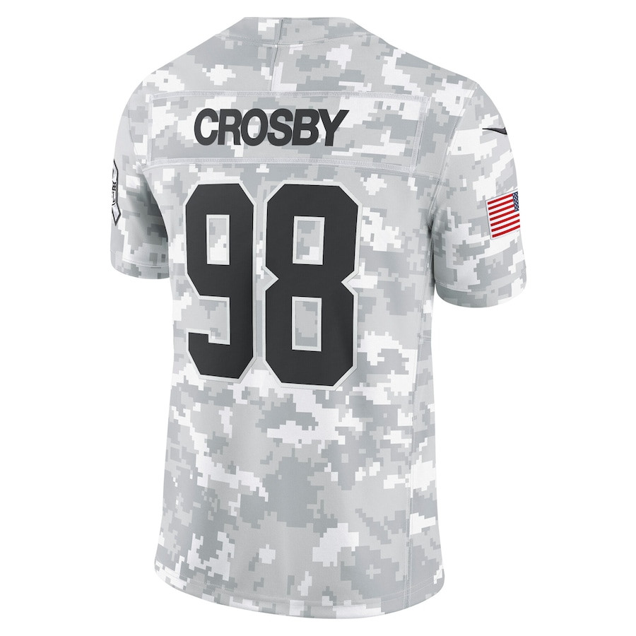 Maxx Crosby 98 Las Vegas Raiders 2024 Salute to Service Limited Arctic Camo NFL Jersey Men's
