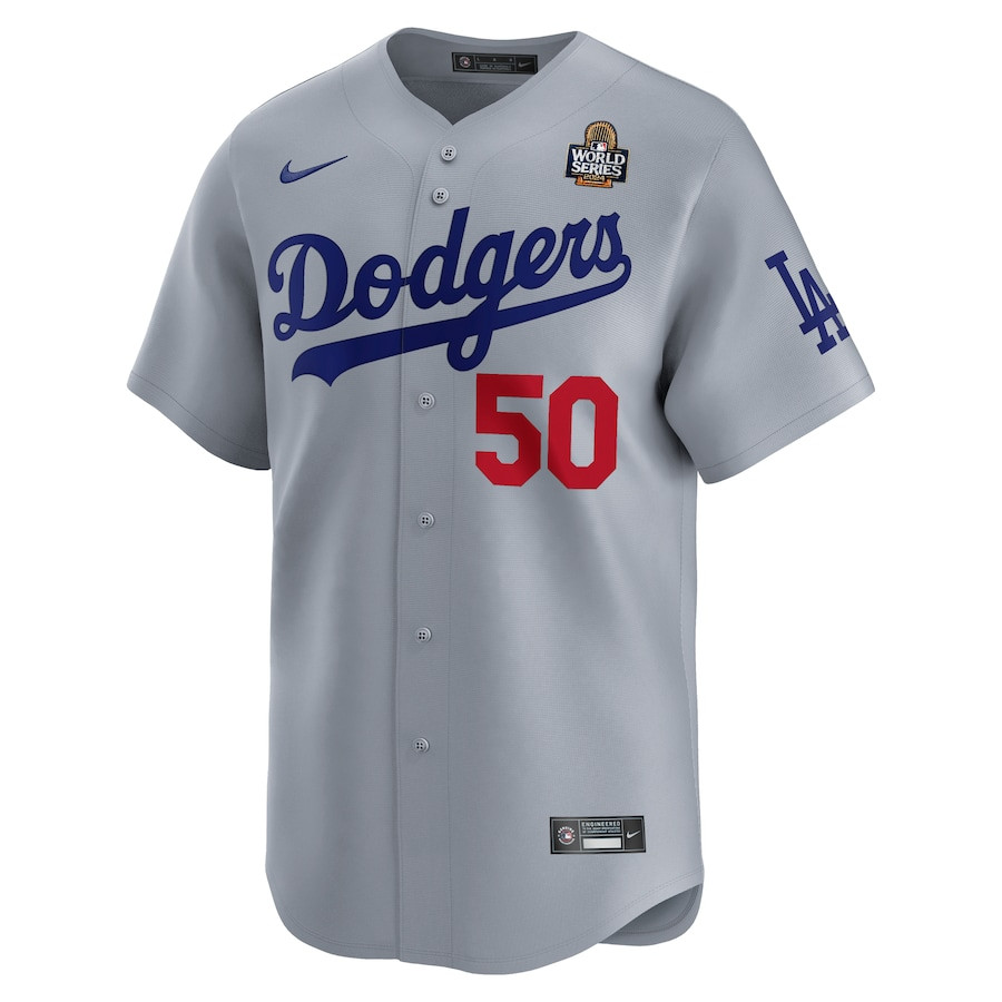 Mookie Betts 50 Los Angeles Dodgers 2024 World Series Alternate Limited Player Gray MLB Jersey Men's