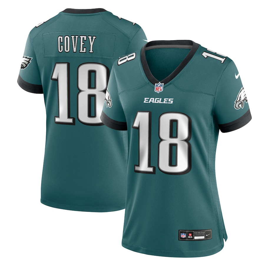 Britain Covey 18 Philadelphia Eagles Team Game Midnight Green NFL Jersey Women's