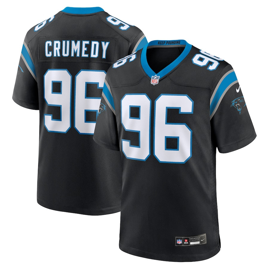 Jaden Crumedy 96 Carolina Panthers Game Black NFL Jersey Men's