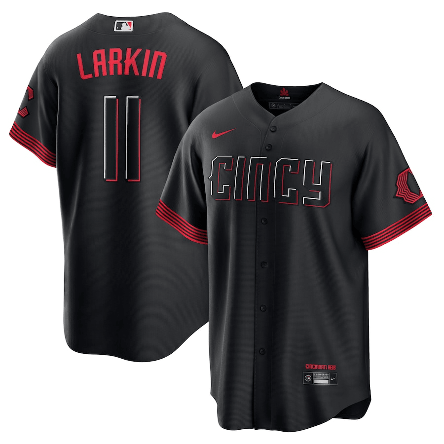 Barry Larkin 11 Cincinnati Reds 2023 City Connect Black MLB Jersey Men's