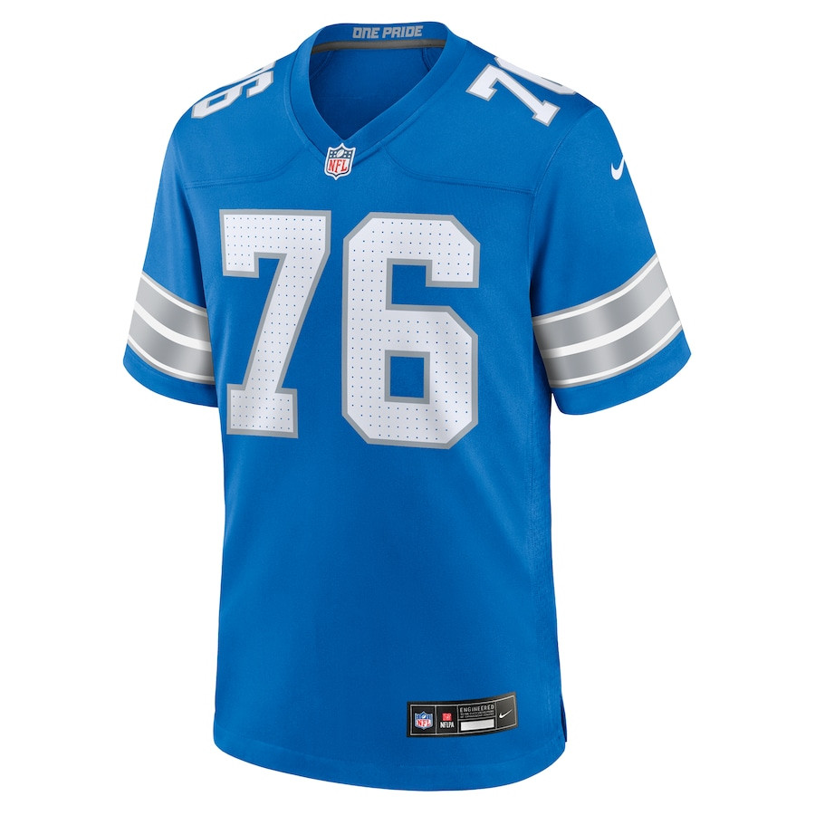 Connor Galvin 76 Detroit Lions Team Game Blue NFL Jersey Men's