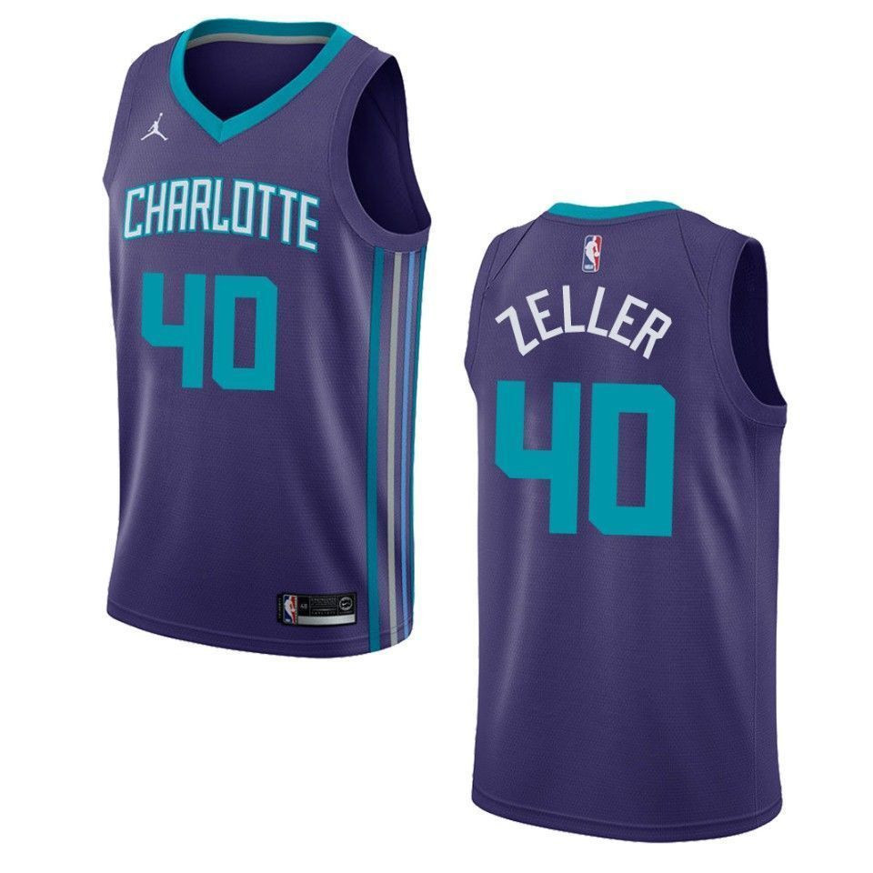 Charlotte Hornets 40 Cody Zeller Statement Swingman Purple NBA Jersey Men's