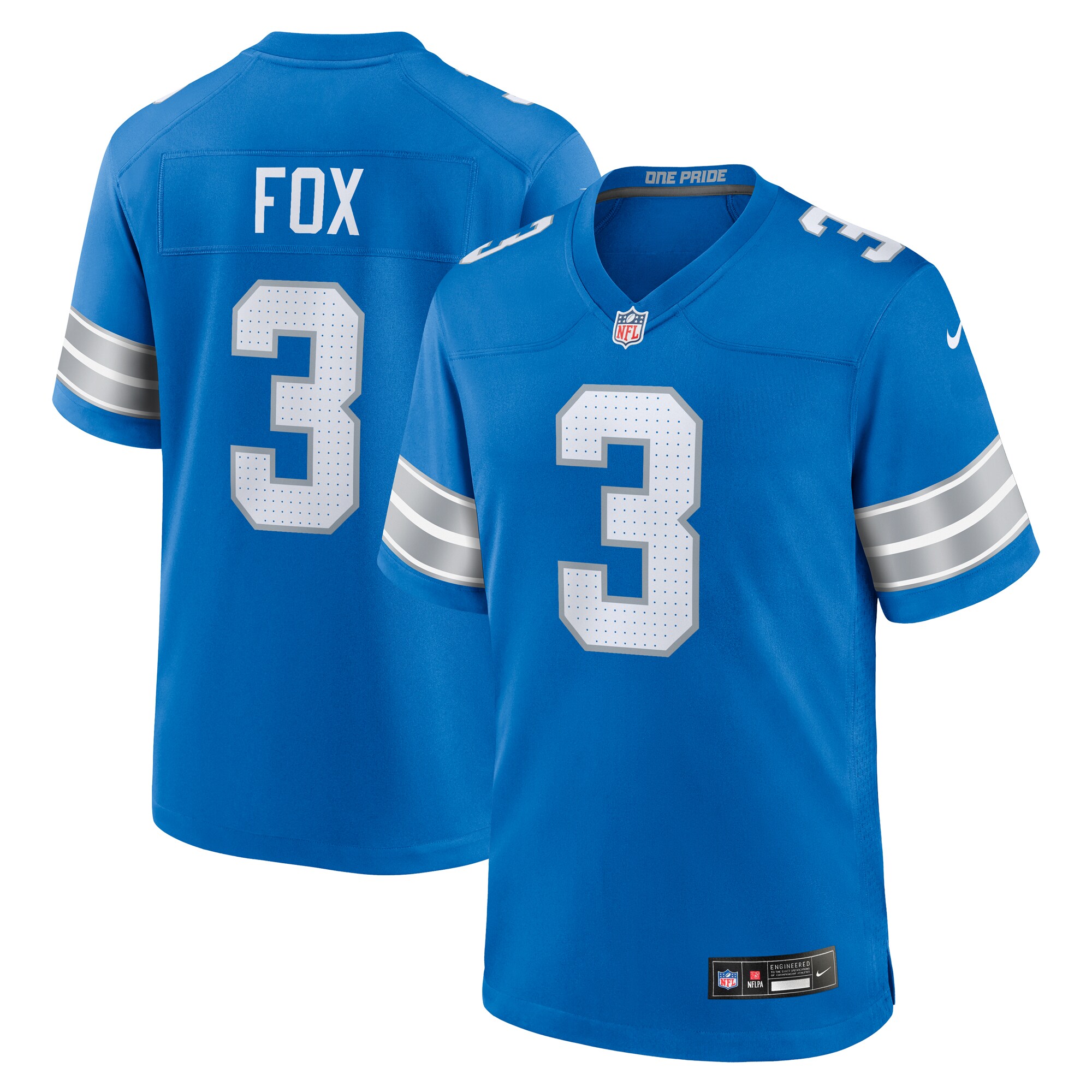 Detroit Lions Jack Fox Blue Team Game NFL Jersey Men's