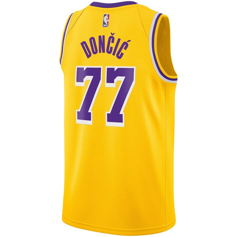 Luka Doncic 77 Los Angeles Lakers 2024/25 Swingman Player Icon Edition Gold NBA Jersey Youth