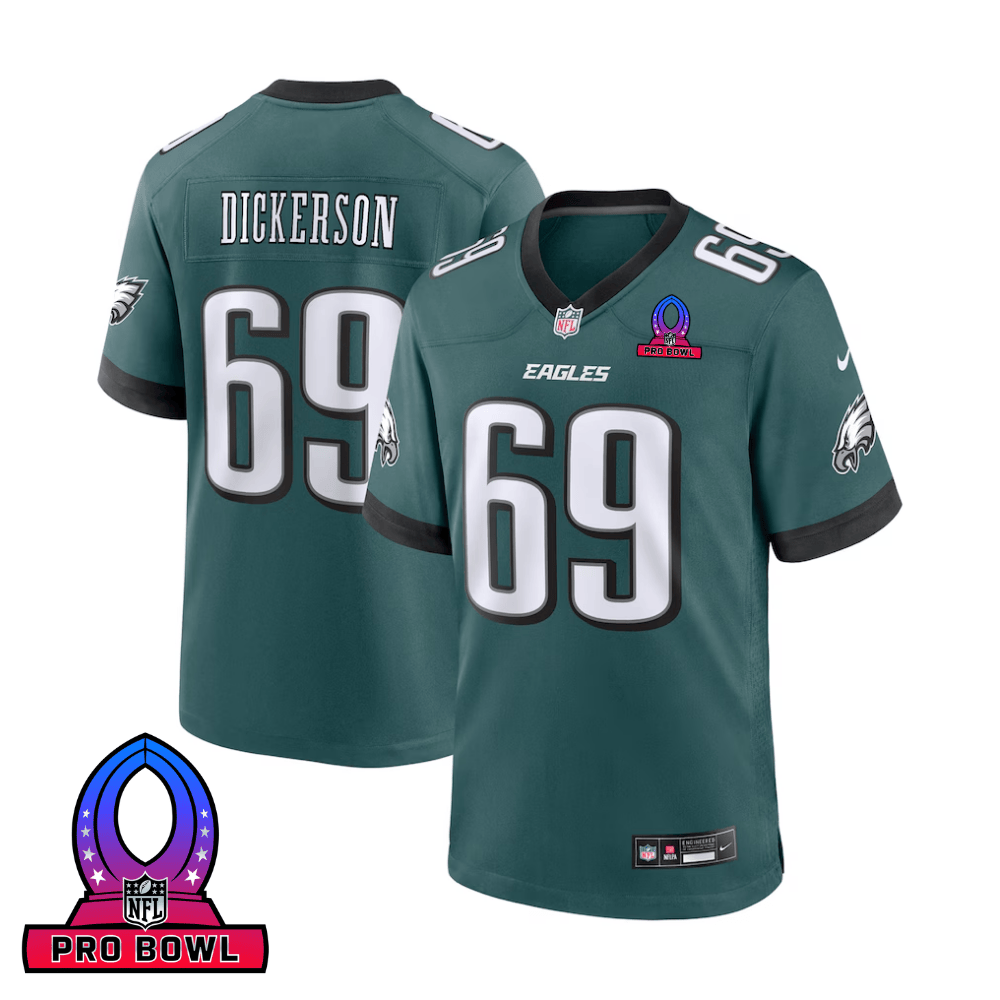 Landon Dickerson 69 Philadelphia Eagles 2025 Pro Bowl Patch Game Midnight Green NFL Jersey Men's