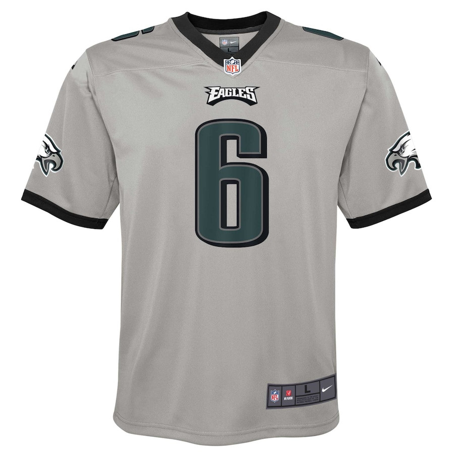 DeVonta Smith 6 Philadelphia Eagles Inverted Game Silver NFL Jersey Youth