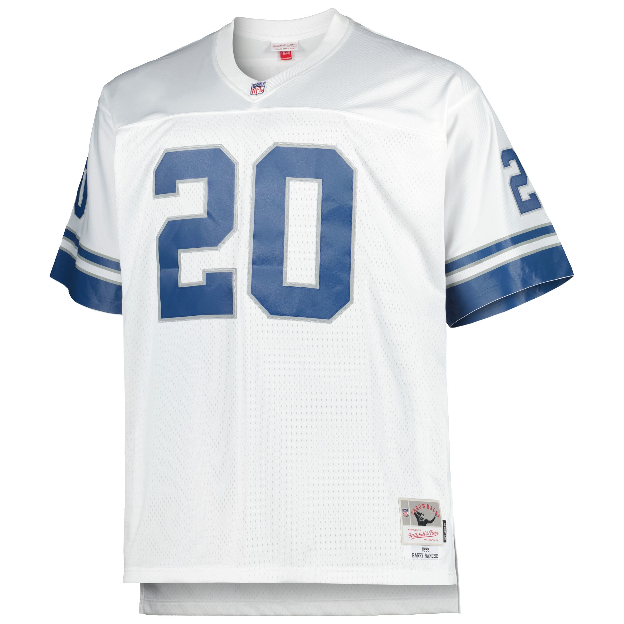 Detroit Lions Barry Sanders Mitchell Ness White Big Tall 1996 Retired Player NFL Jersey Men's