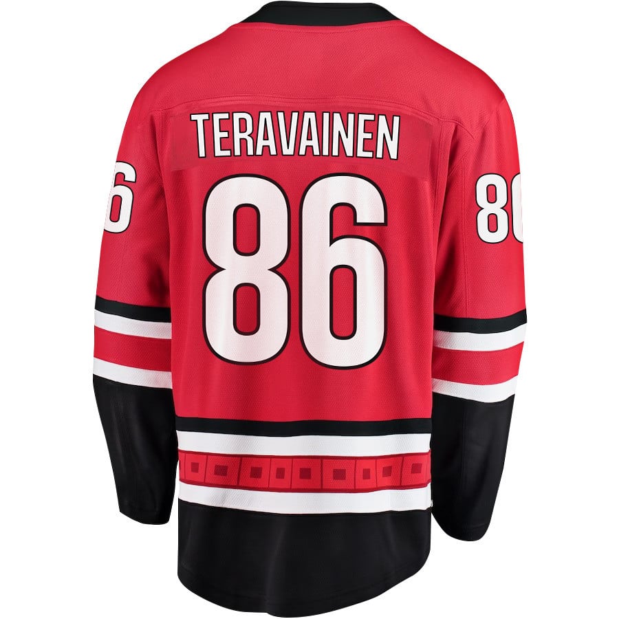 Teuvo Teravainen 86 Carolina Hurricanes Stanley Cup 2023 Playoffs Patch Home Breakaway Red NHL Jersey Men's