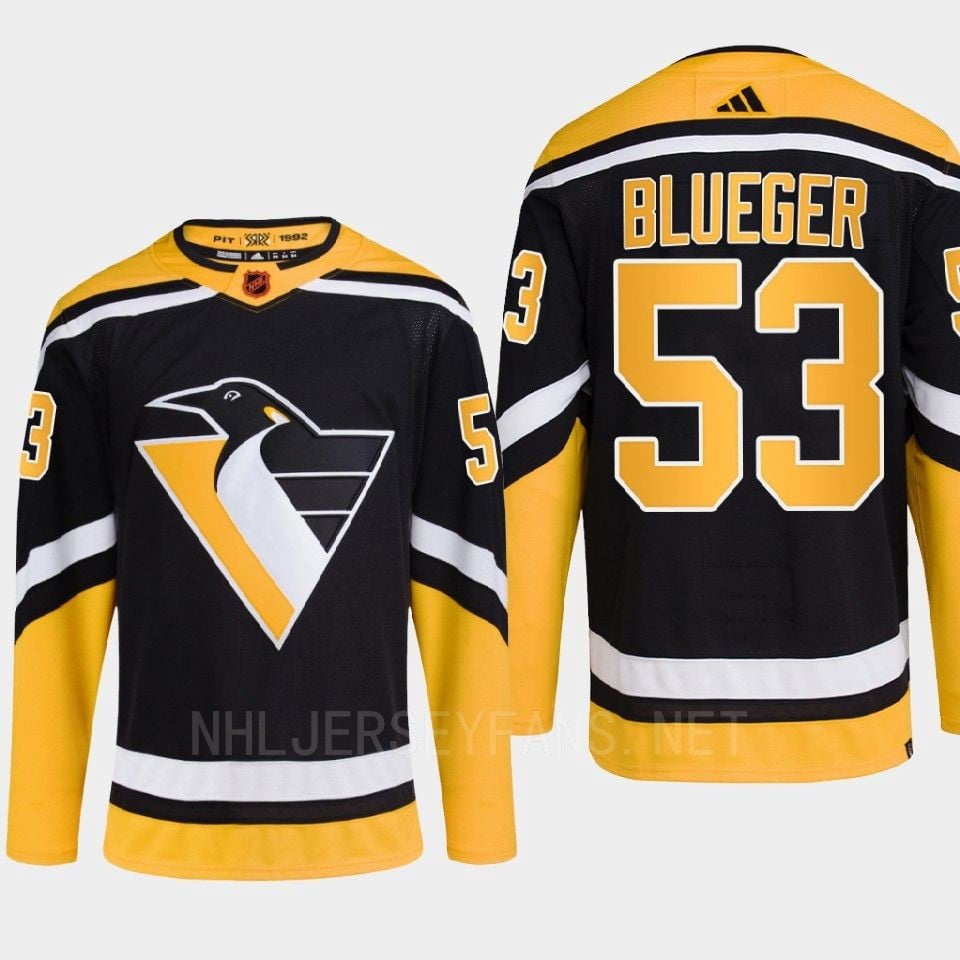 Pittsburgh Penguins 2022 Reverse Retro 2.0 Teddy Blueger 53 Black Primegreen NHL Jersey Men's