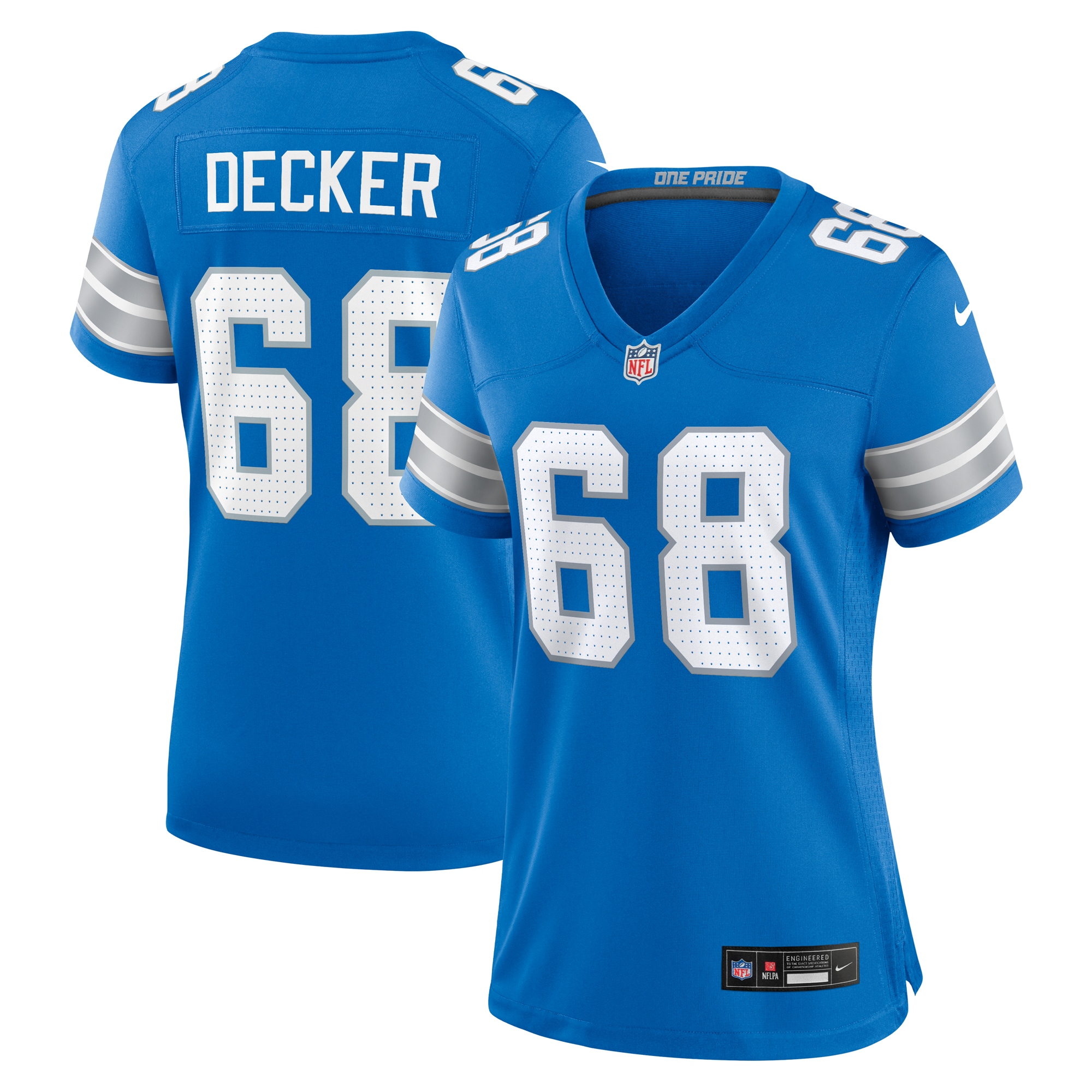 Detroit Lions Taylor Decker Blue Team Game NFL Jersey Women's