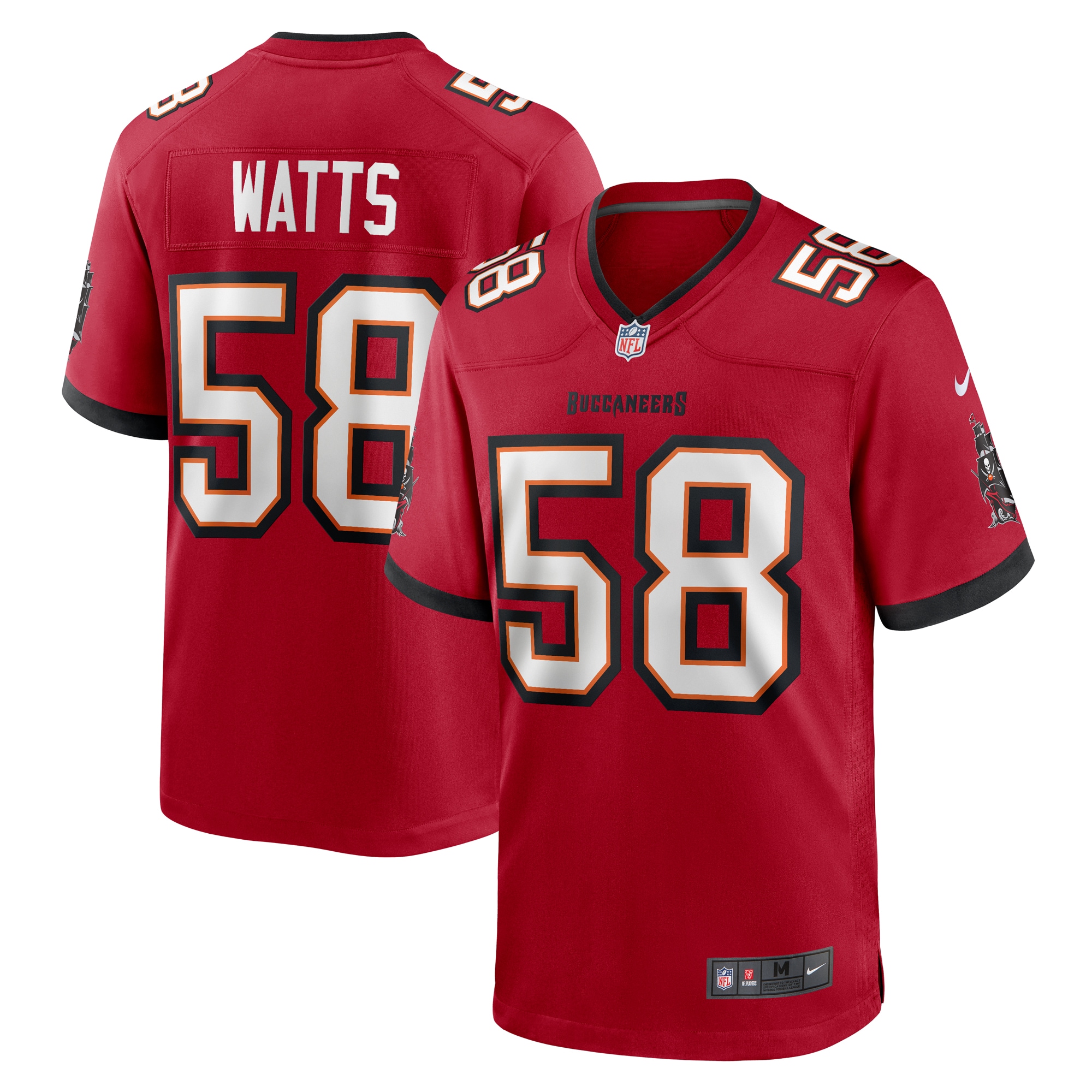 Tampa Bay Buccaneers Markees Watts Red Game NFL Jersey Men's