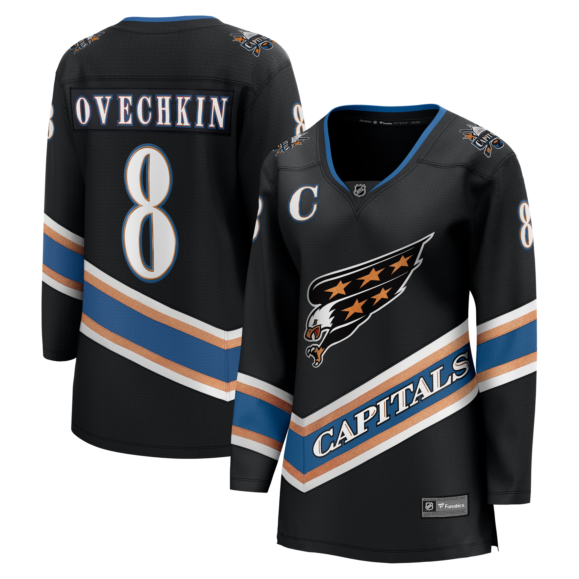 Washington Capitals Alexander Ovechkin Black Alternate 50th Anniversary Premier Breakaway Player NHL Jersey Women's