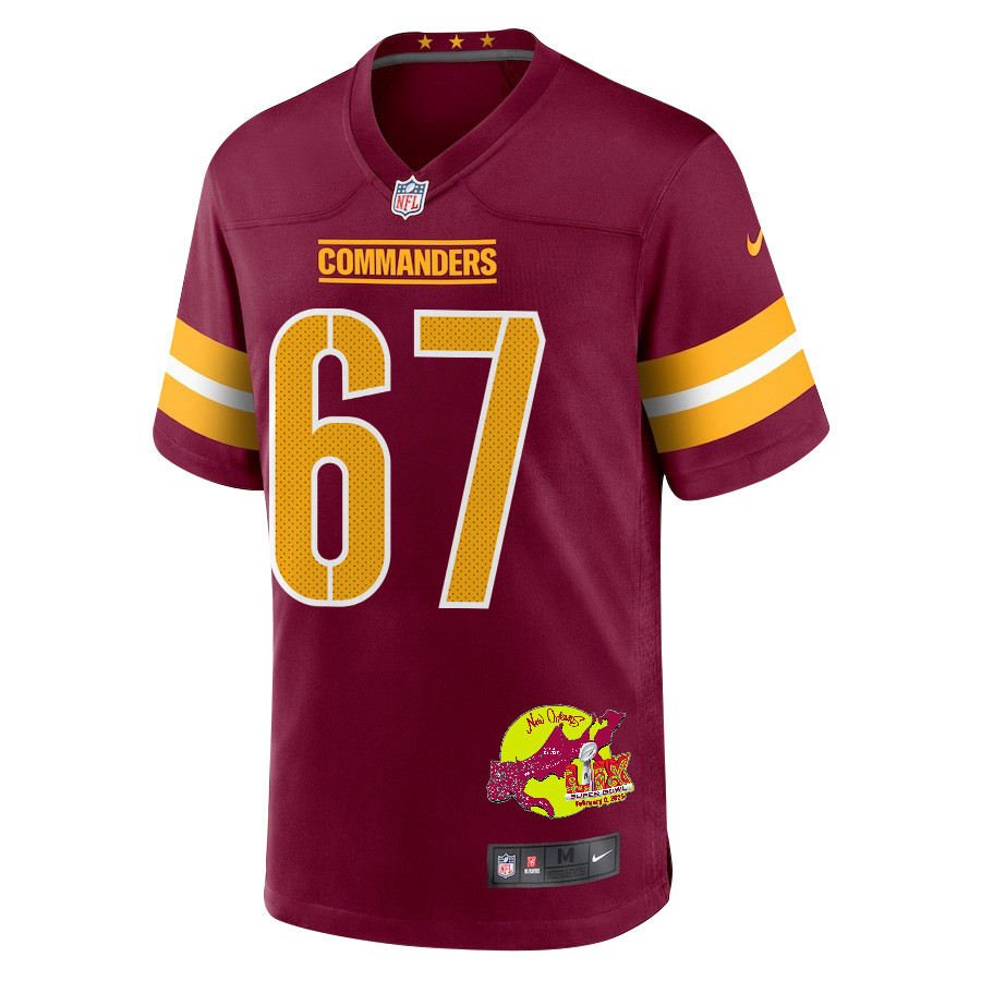 Nick Allegretti 67 Washington Commanders Super Bowl LIX New Orleans Patch Game Burgundy NFL Jersey Men's