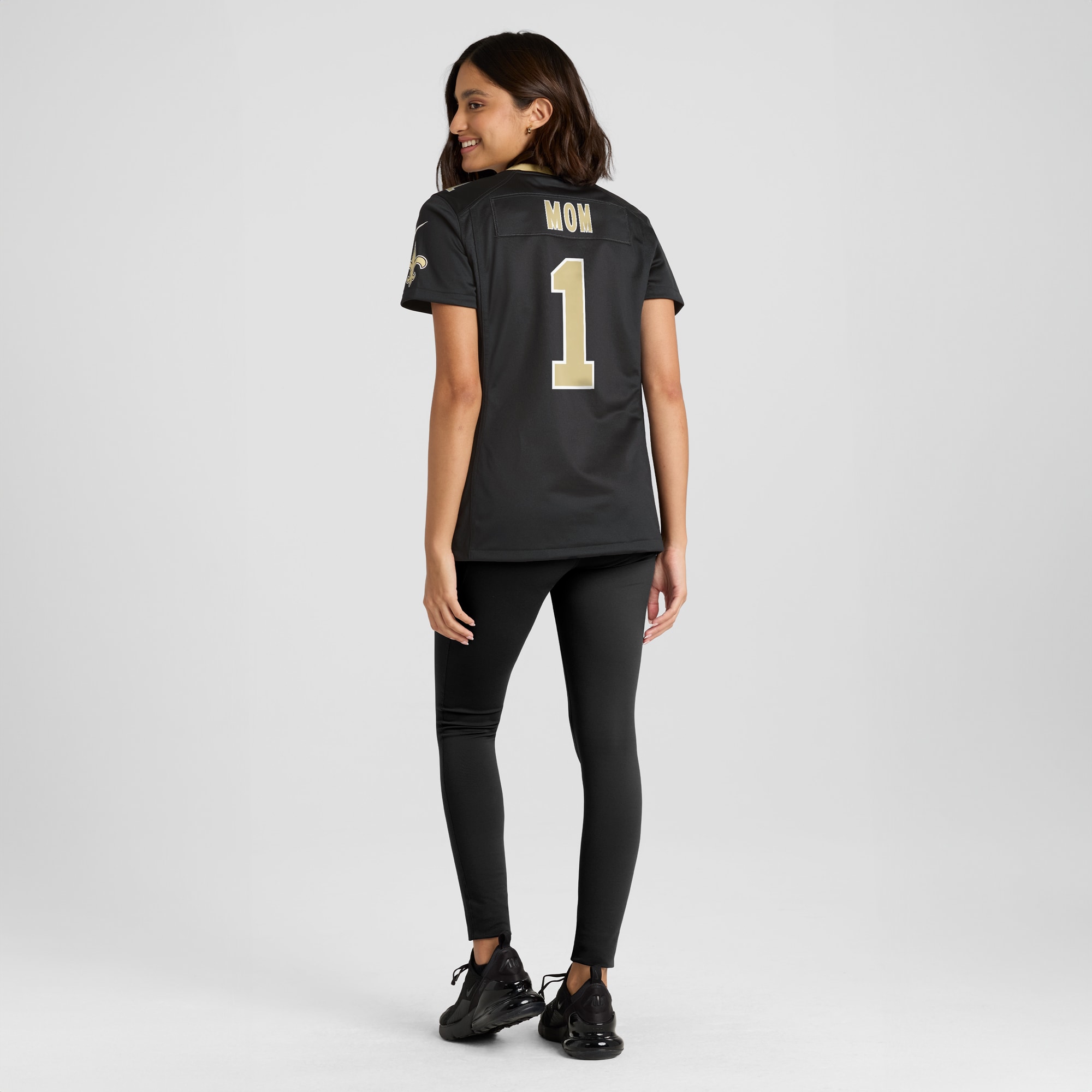 New Orleans Saints Number 1 Mom Black Game NFL Jersey Women's