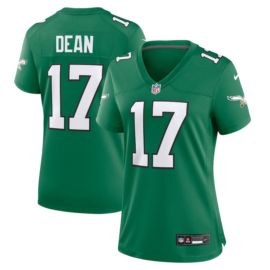 Nakobe Dean 17 Philadelphia Eagles Alternate Game Kelly Green NFL Jersey Women's