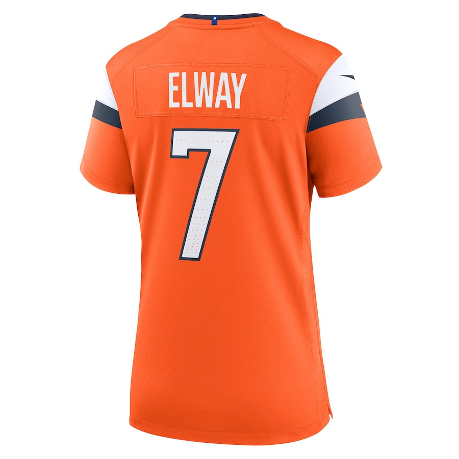 John Elway 7 Denver Broncos Retired Game Orange NFL Jersey Women's