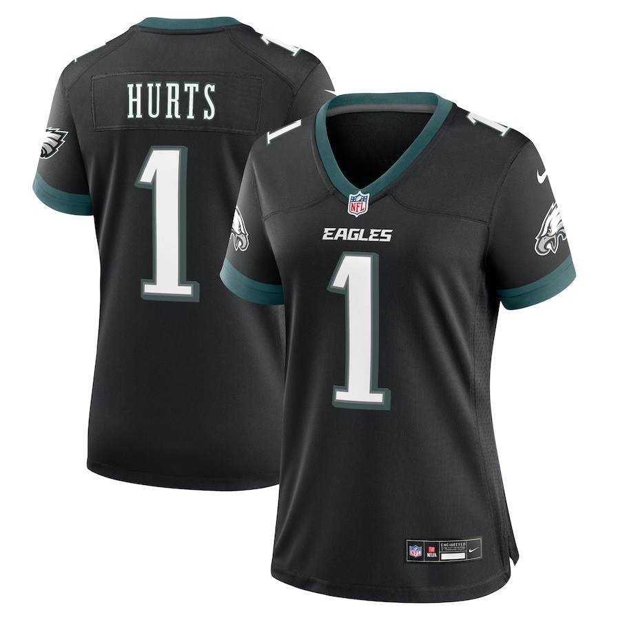 Jalen Hurts 1 Philadelphia Eagles Alternate Game Black NFL Jersey Women's