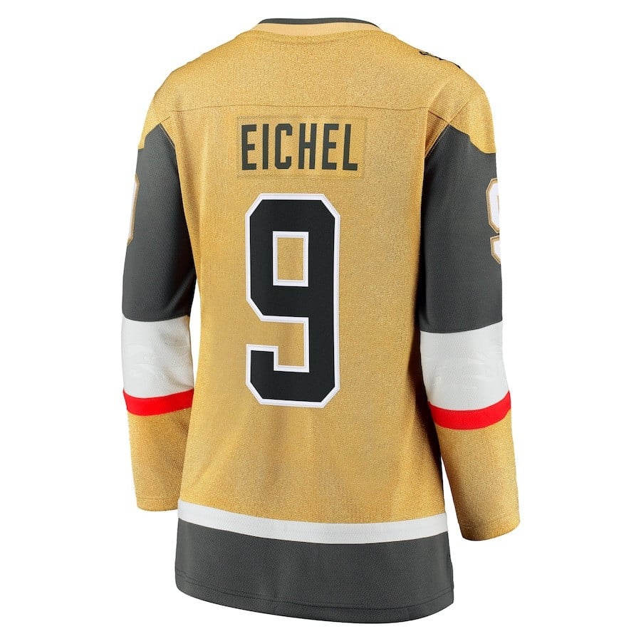 Jack Eichel 9 Vegas Golden Knights 2023 Stanley Cup Champions Home Breakaway Gold NHL Jersey Women's