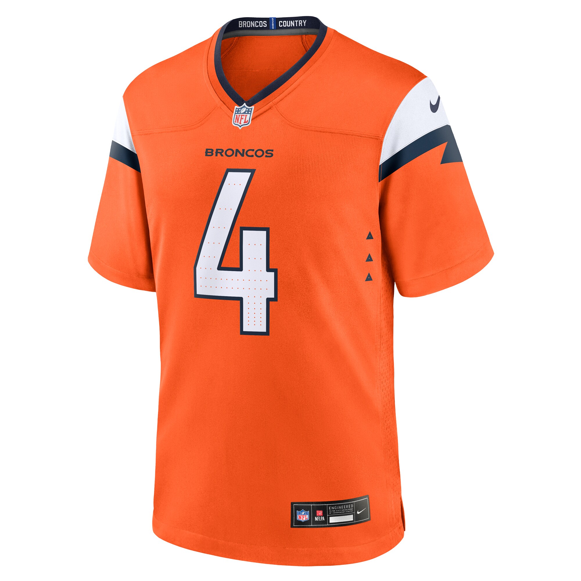 Denver Broncos Zach Wilson Orange Team Game NFL Jersey Men's