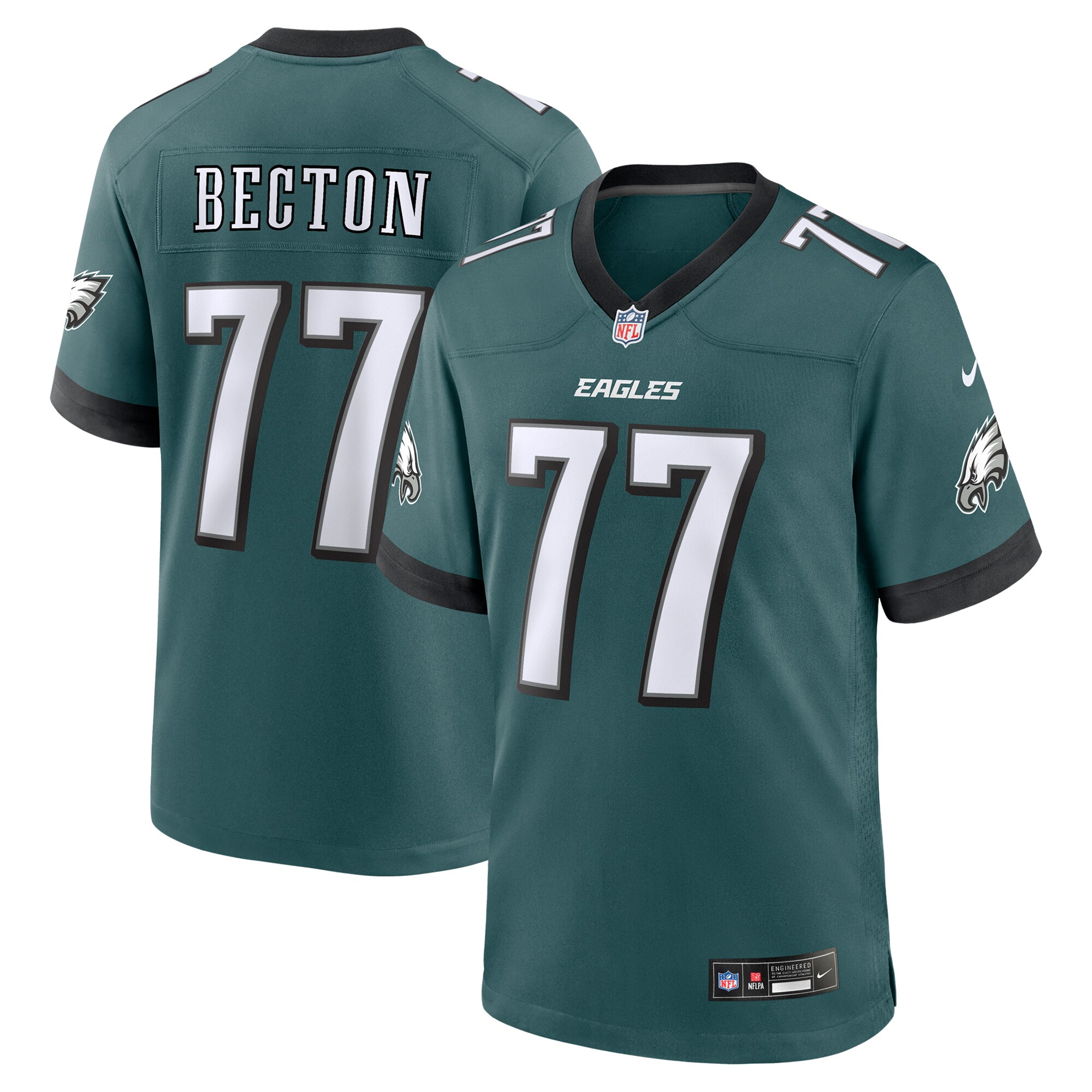 Philadelphia Eagles Mekhi Becton Midnight Green Team Game NFL Jersey Men's