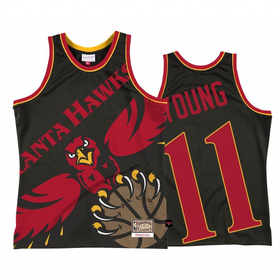 Atlanta Hawks Trae Young 11 Black Big Face 2.0 NBA Jersey Men's