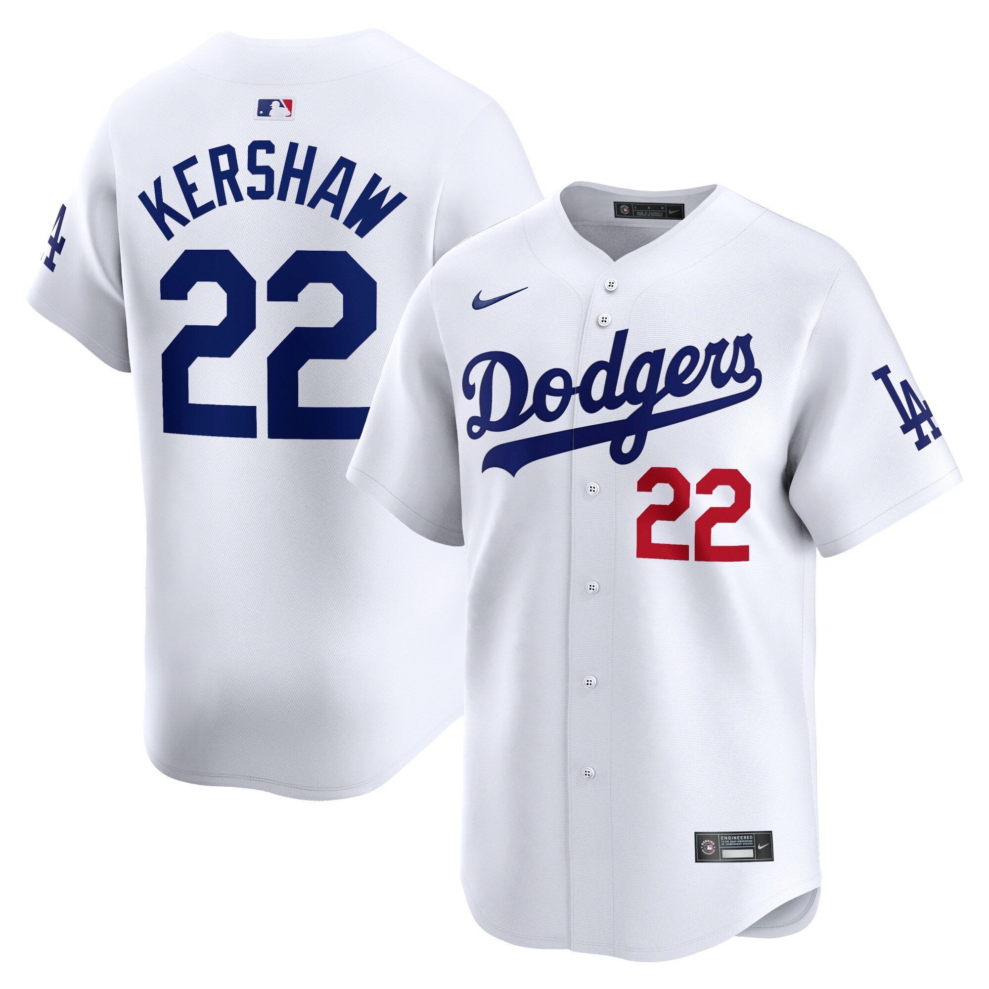 Los Angeles Dodgers Clayton Kershaw White Home Limited Player MLB Jersey Men's