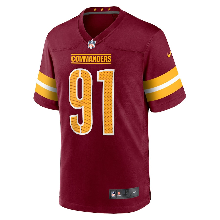 Carl Davis Jr. 91 Washington Commanders Team Game Burgundy NFL Jersey Men's