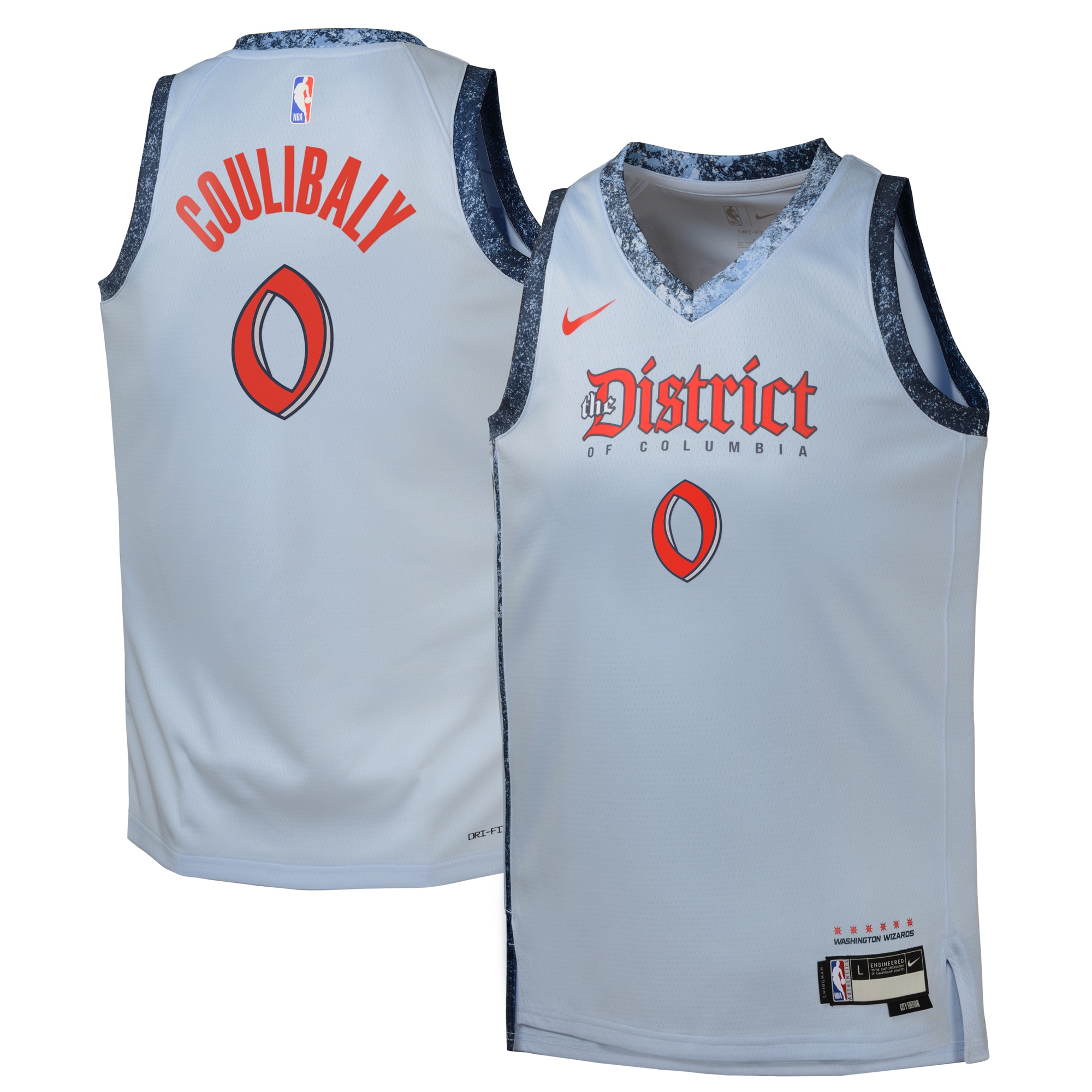 Camiseta City Edition Swingman de los Washington Wizards 2024 Azul Bilal Coulibaly Juvenil NBA Jersey Men's