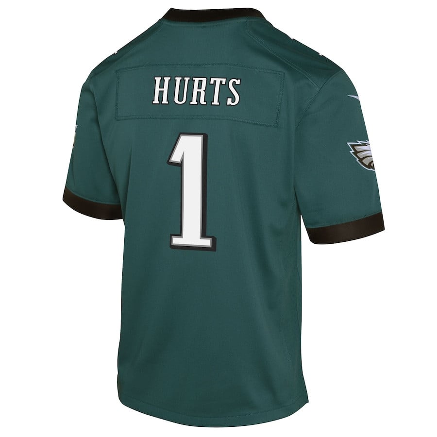 Jalen Hurts 1 Philadelphia Eagles Super Bowl LIX Game Player Midnight Green NFL Jersey Youth