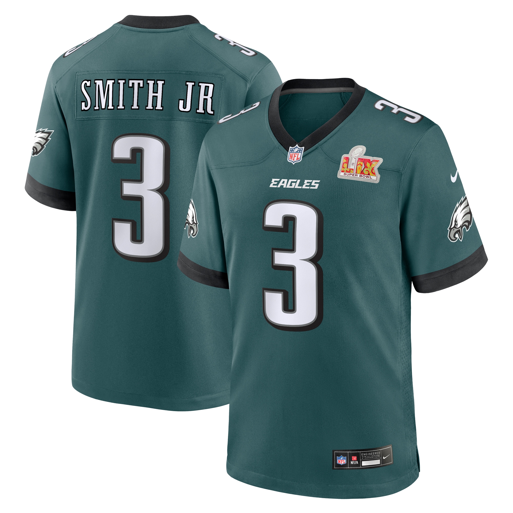 Philadelphia Eagles Nolan Smith Midnight Green Super Bowl LIX Game Player NFL Jersey Men's