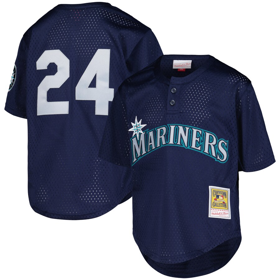 Ken Griffey Jr. Seattle Mariners Mitchell&Ness Youth Cooperstown Collection Mesh Batting Practice Jersey Navy