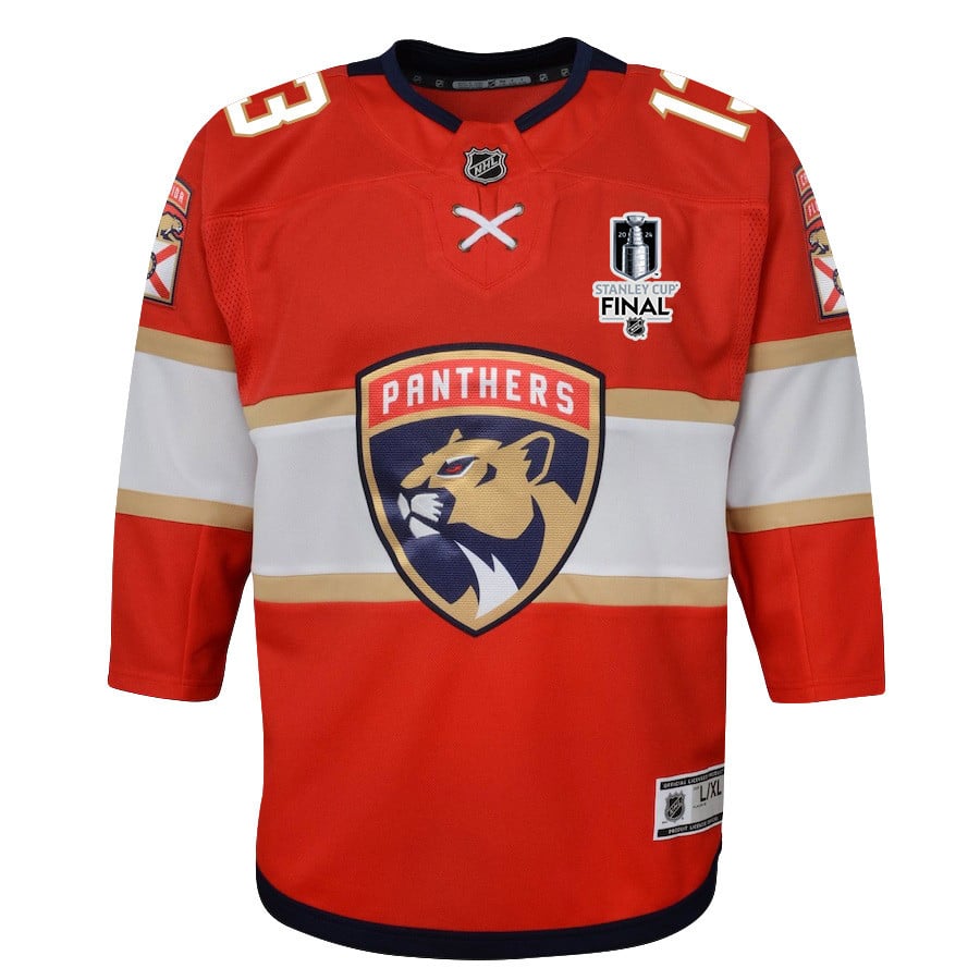 Sam Reinhart 13 Florida Panthers 2024 STANLEY CUP Final Home Breakaway Red NHL Jersey Youth