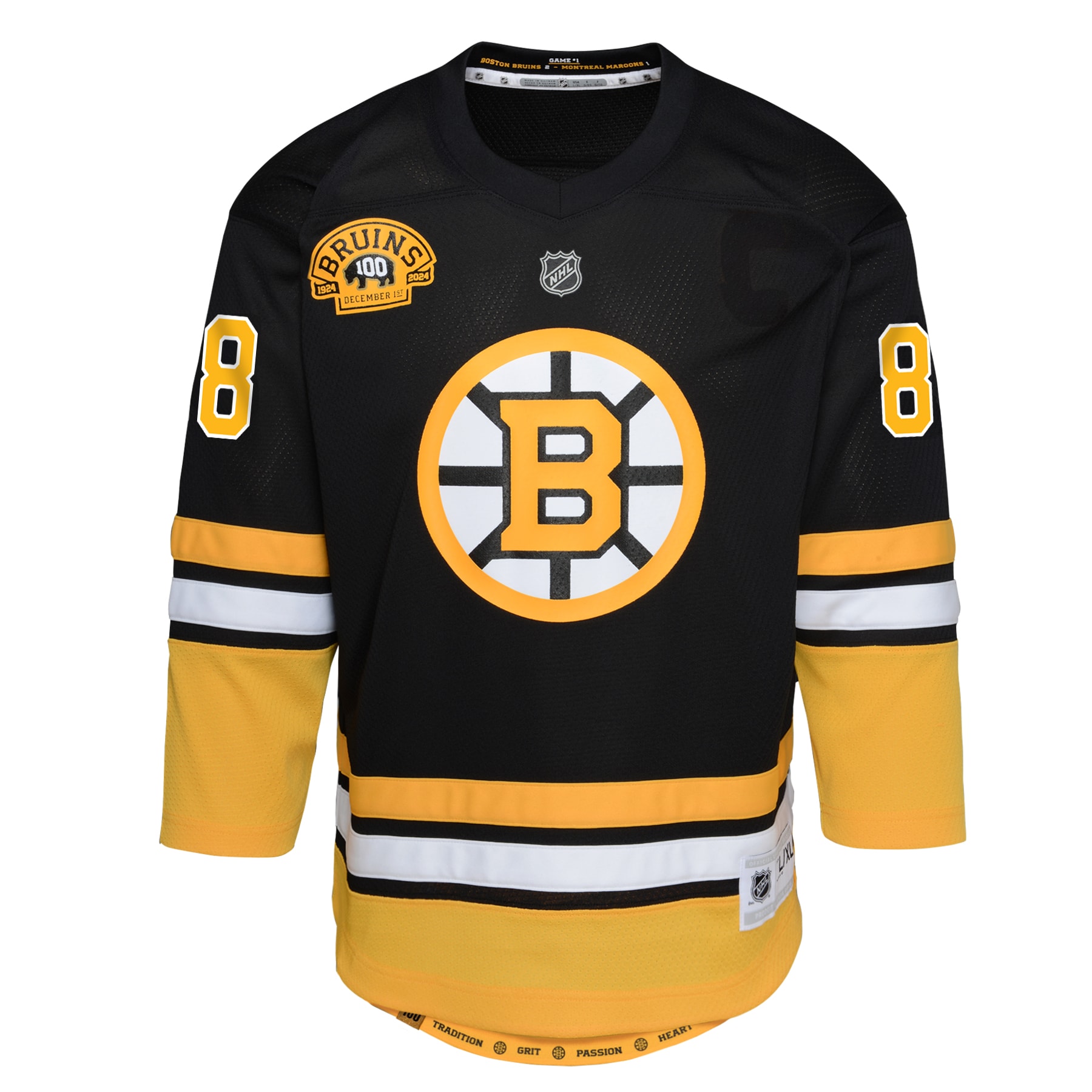 Boston Bruins David Pastrnak Black 100th Anniversary Player NHL Jersey Youth